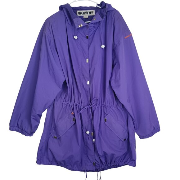 Obermeyer Jacket Purple Spring Ski Hooded Snap Front Womens 12 - Picture 1 of 10
